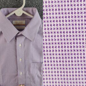 NWT Roundtree Yorke Gold Label EZ Wash Cotton Royal Oxford Purple 15.5 34